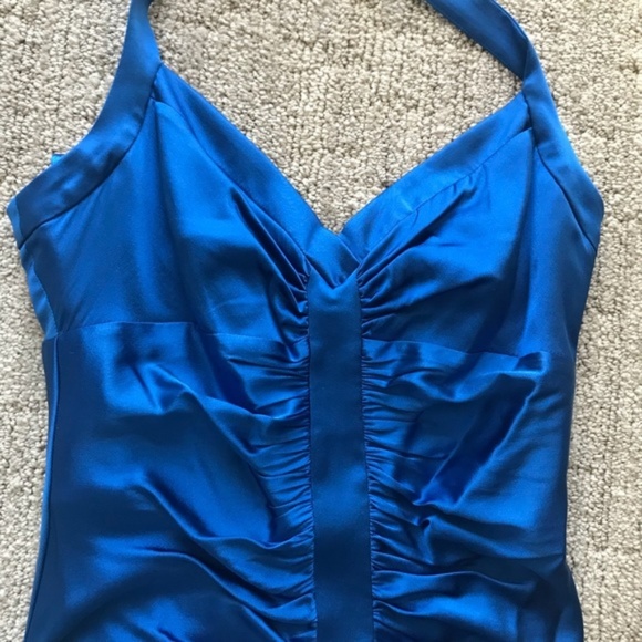 BCBG MaxAzria Royal Blue Silk Halter Cocktail Dress - Size 2 - Picture 7 of 14